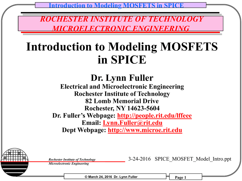 pspice mosfet model parameters